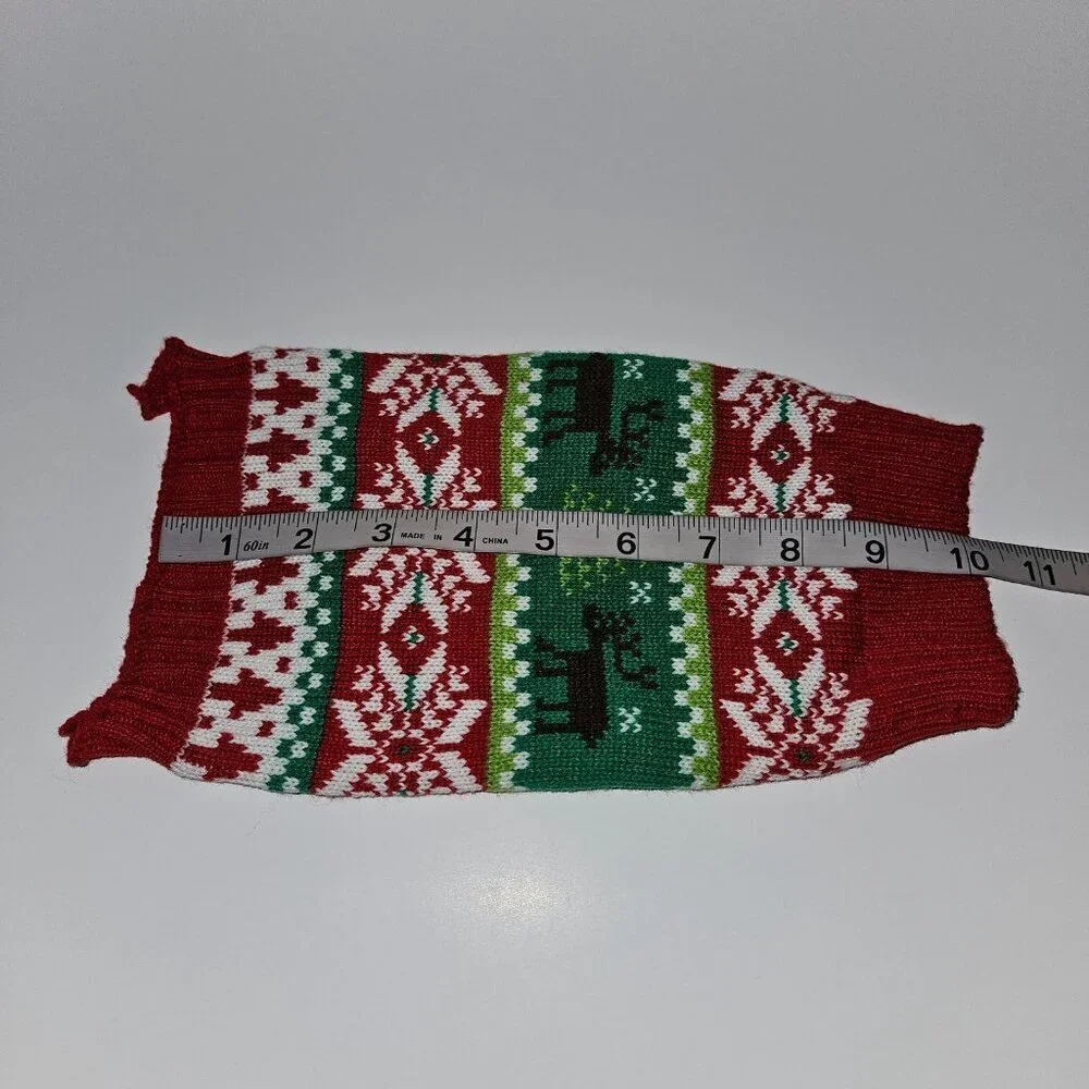 SimplyDog Reindeer Fair Isle Christmas Sweater Dog Pet Size XS Red Green White